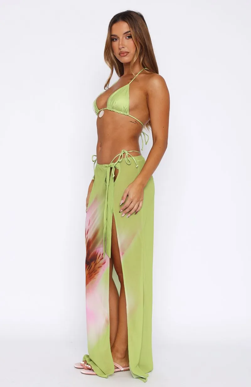 Paradise Palms Maxi Skirt Citrus Bloom Tiered Design
