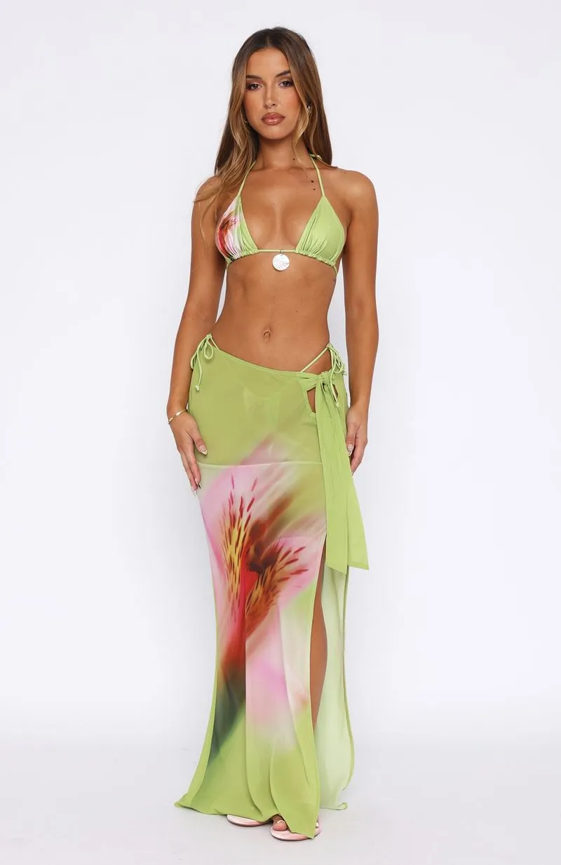 Paradise Palms Maxi Skirt Citrus Bloom Tiered Design