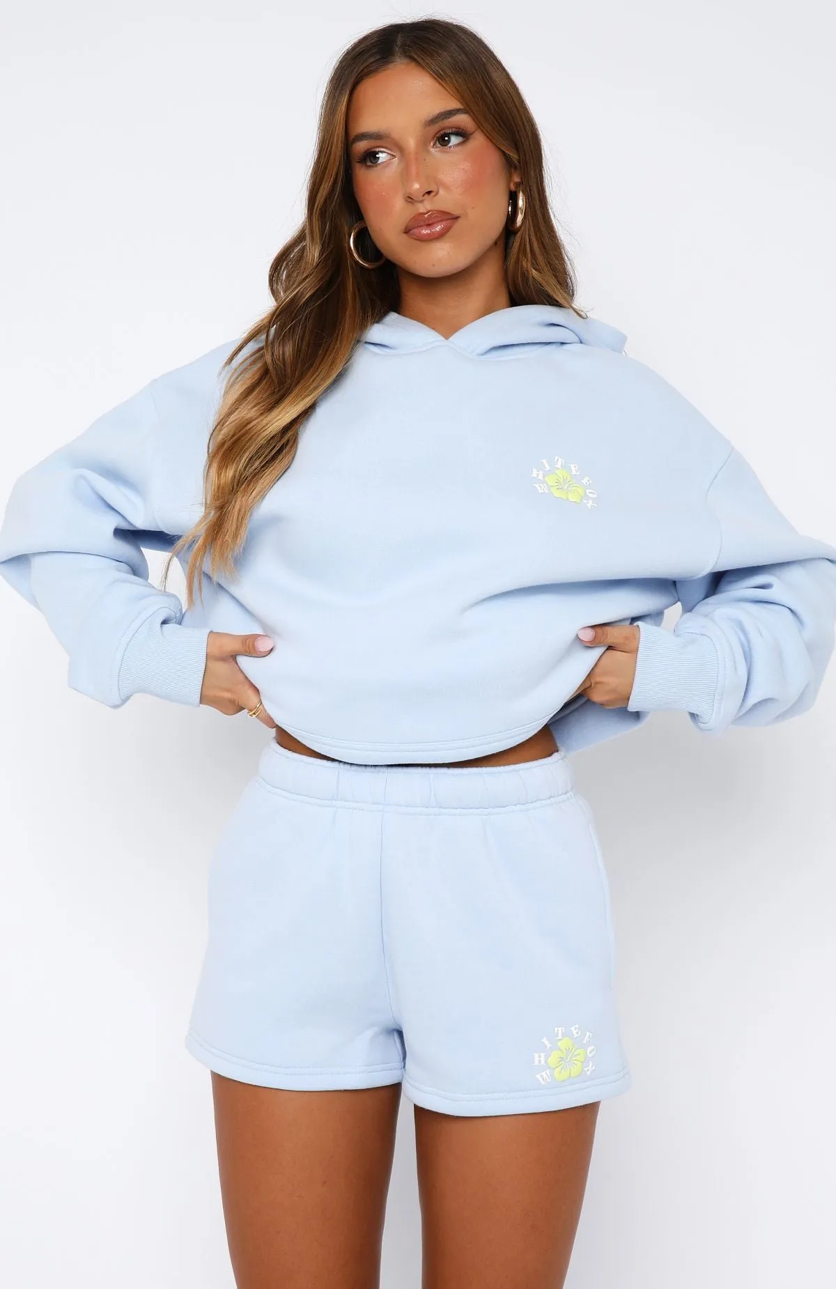 Patch pockets Keep Blooming Lounge Shorts Blue