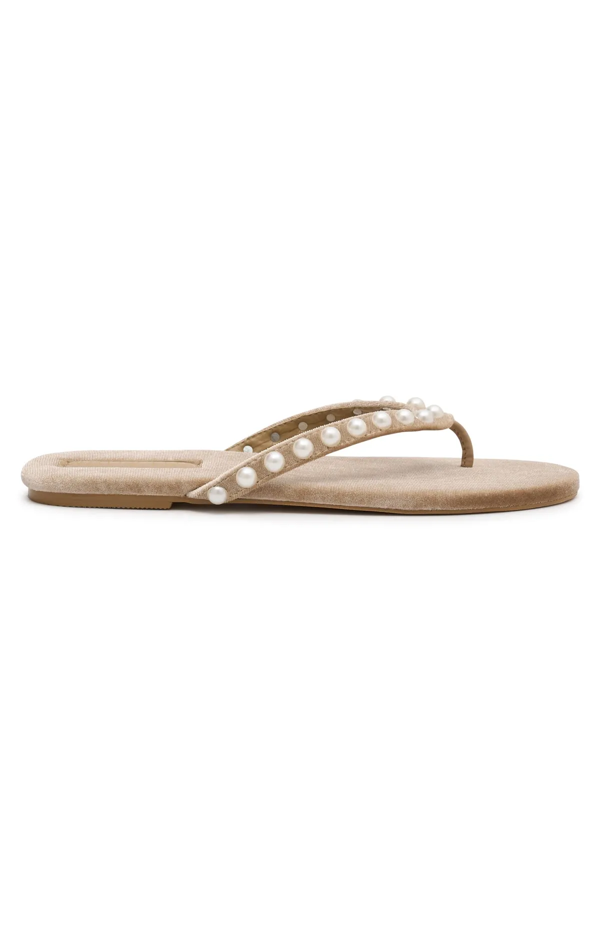 Peach Thong Sandals Champagne Velvet Ruching Details