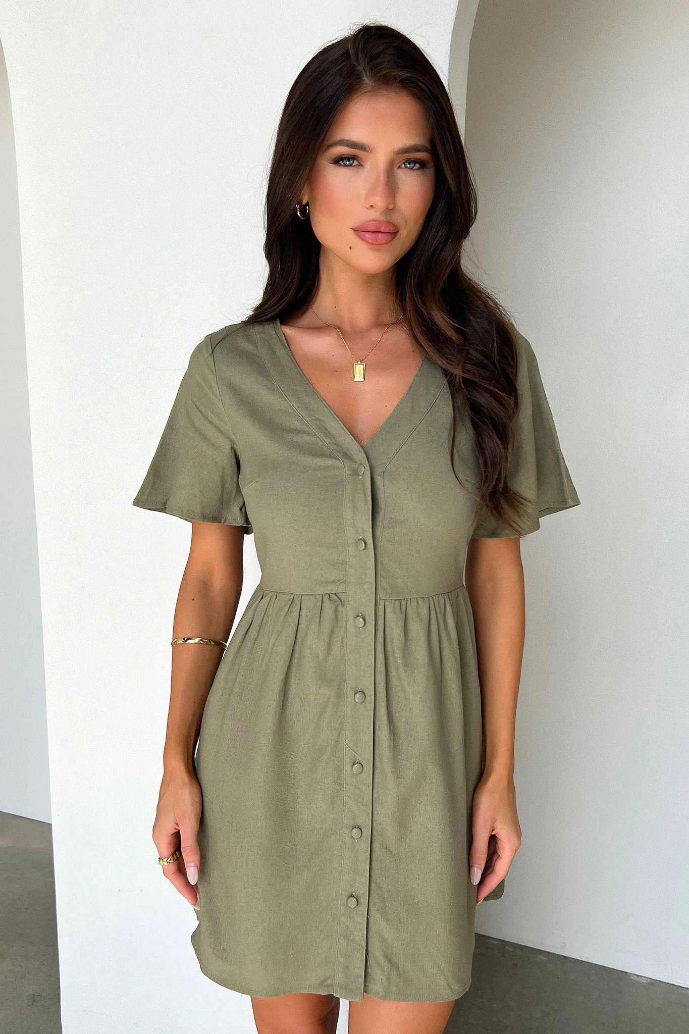 Pearl Hem Breena Dress - Sage