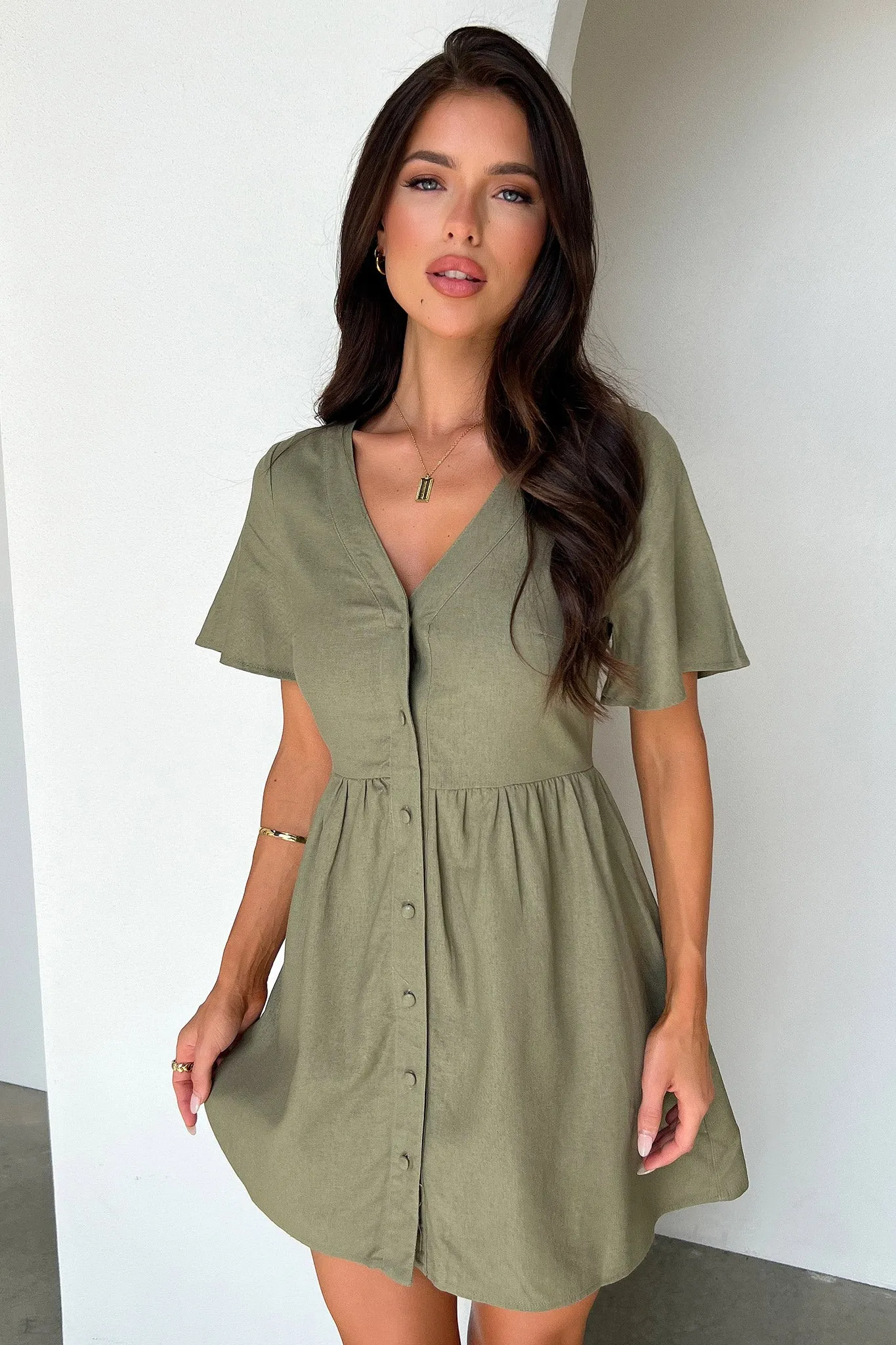 Pearl Hem Breena Dress - Sage