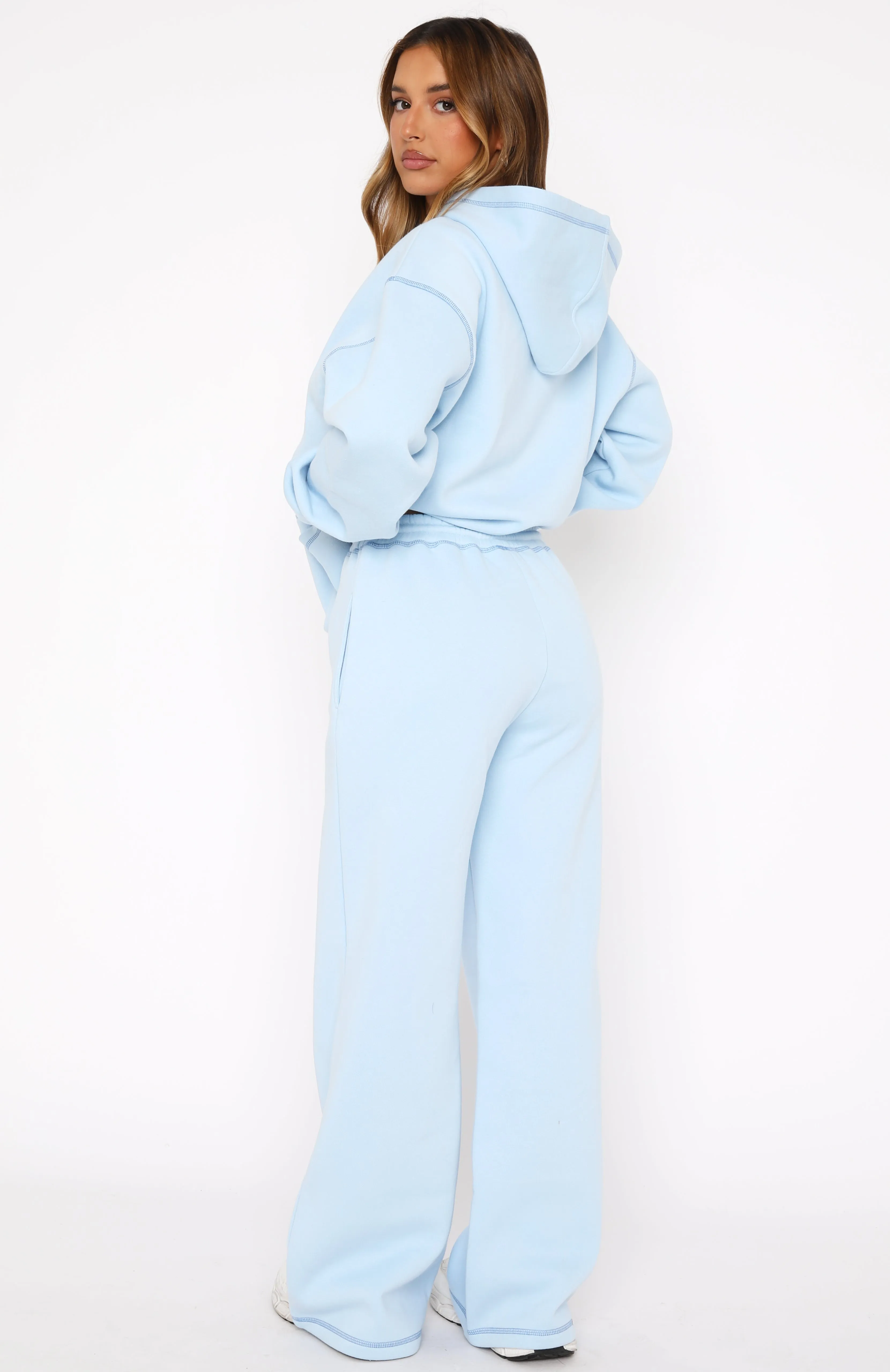 Perfect Stretch Instant Attraction Wide Leg Sweatpants Baby Blue