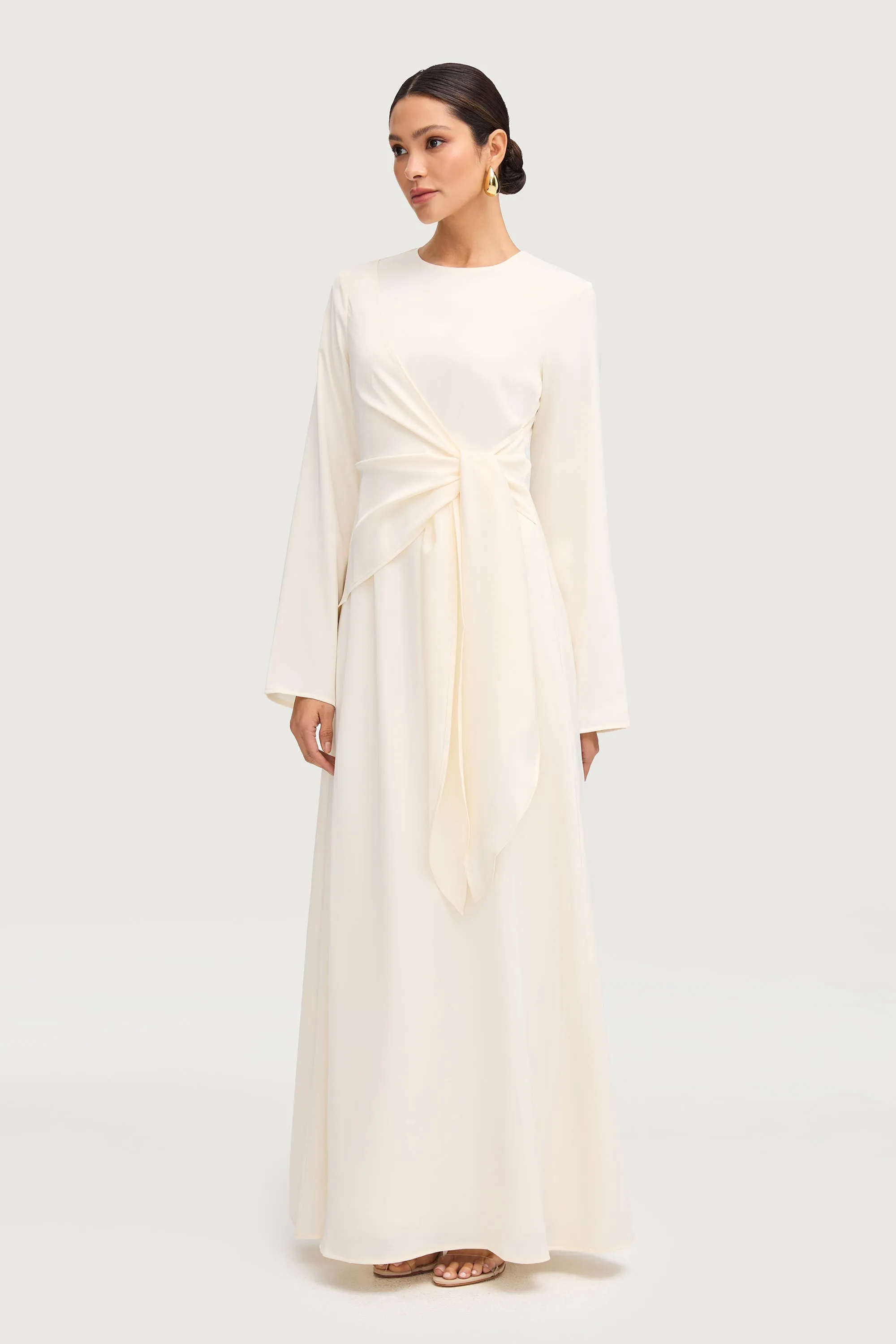Popular Clothing Sofia Side Tie Maxi Dress - Off White
