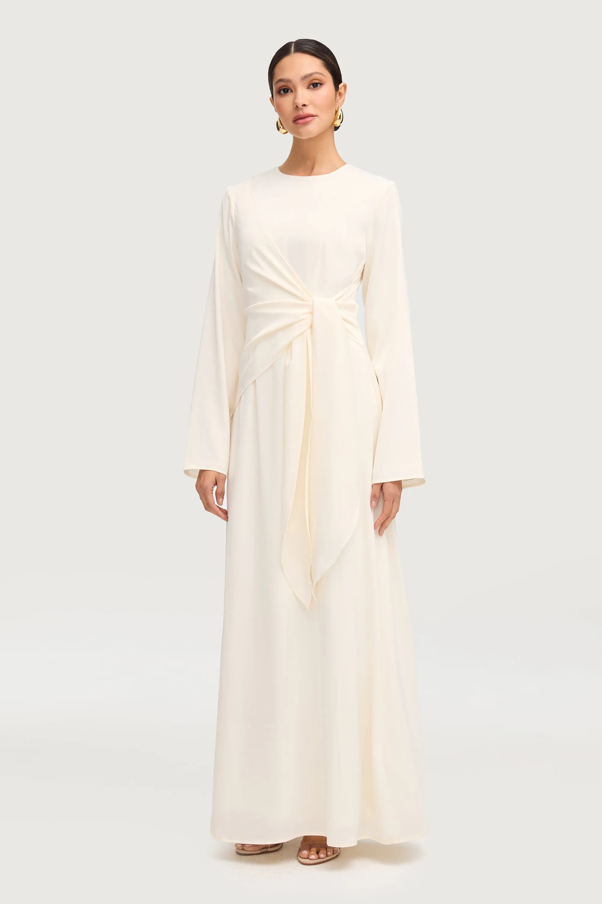 Popular Clothing Sofia Side Tie Maxi Dress - Off White