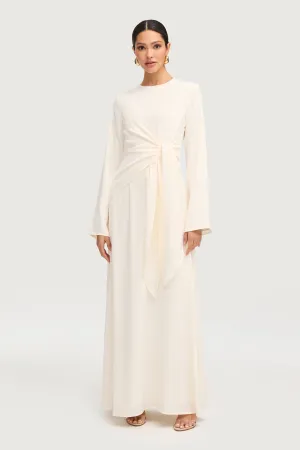 Sofia Side Tie Maxi Dress - Off White Office Style