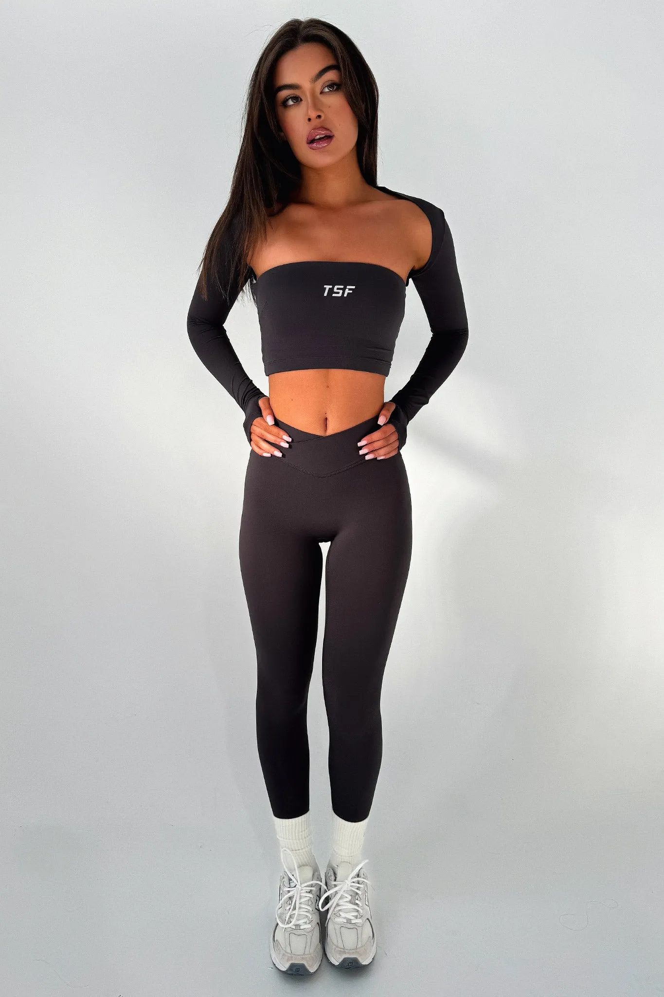 Popular Koda Strapless Crop - Grey