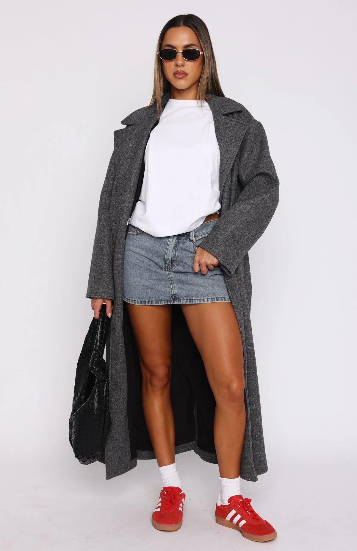 Press Reset Denim Mini Skirt Light Blue Wash Low-Waist Trendy