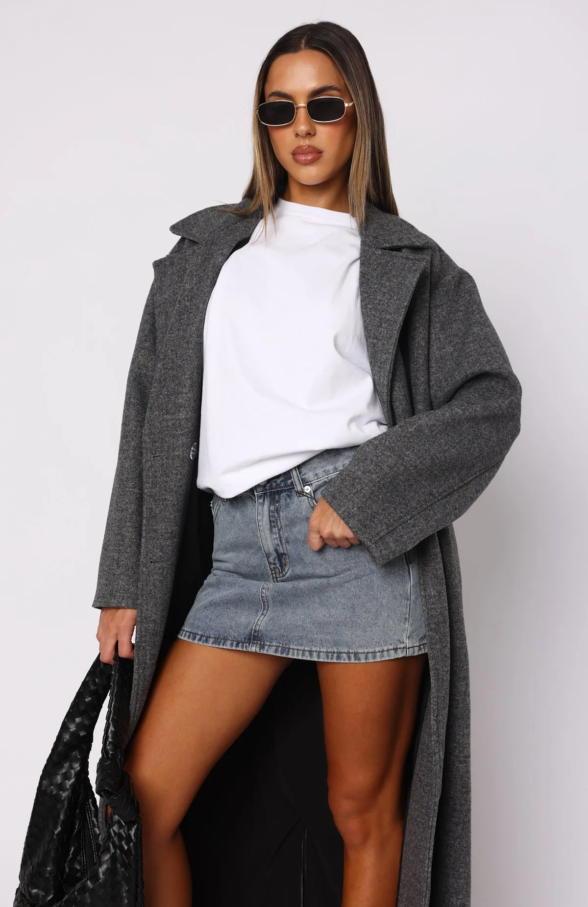 Press Reset Denim Mini Skirt Light Blue Wash Low-Waist Trendy