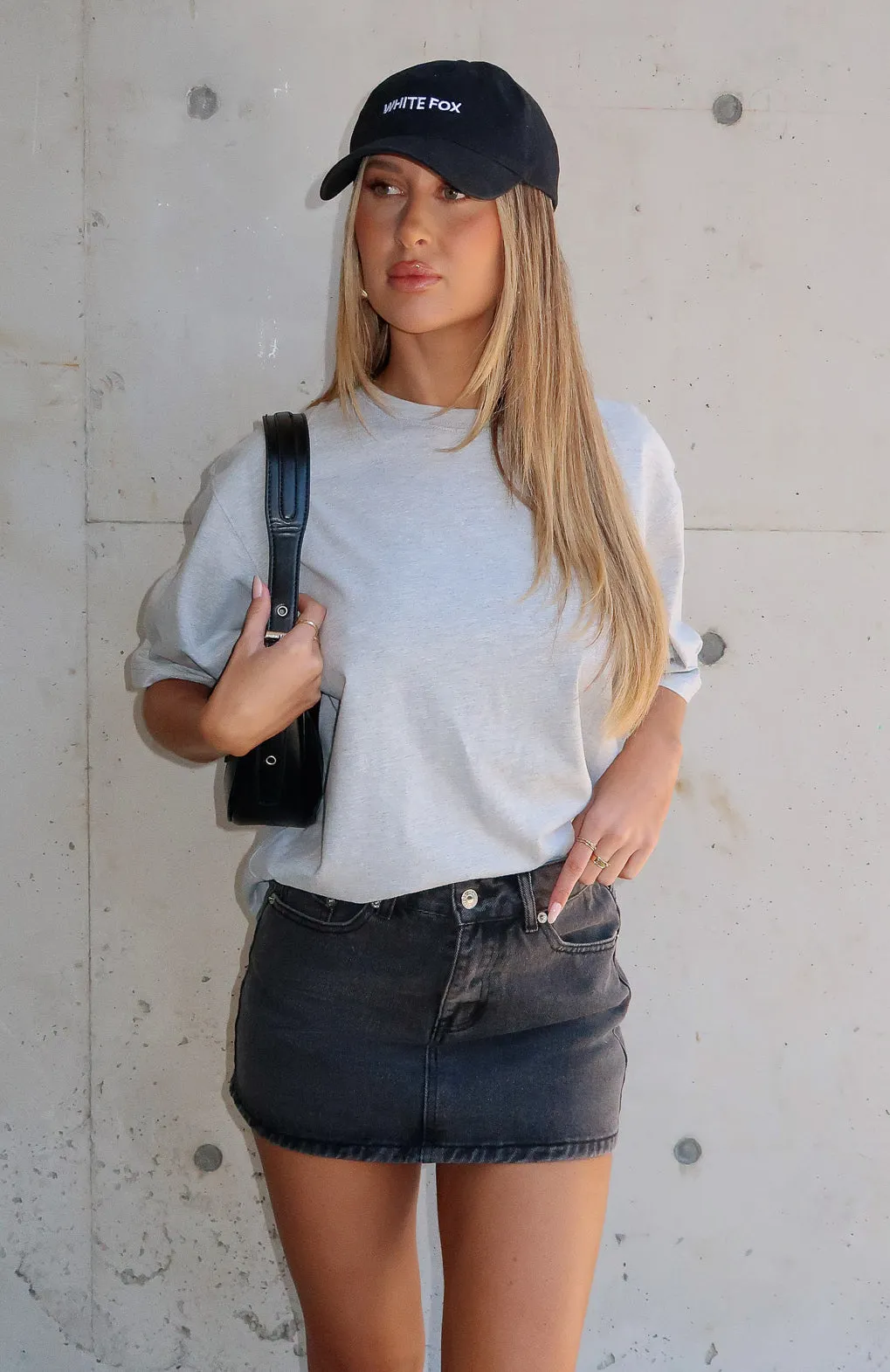 Press Reset Denim Mini Skirt Washed Black Japanese style Slimming Fit