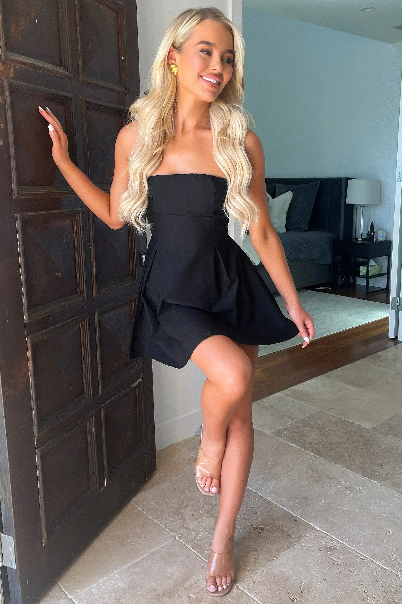 Purple Dream Charlize Strapless Mini Dress - Black