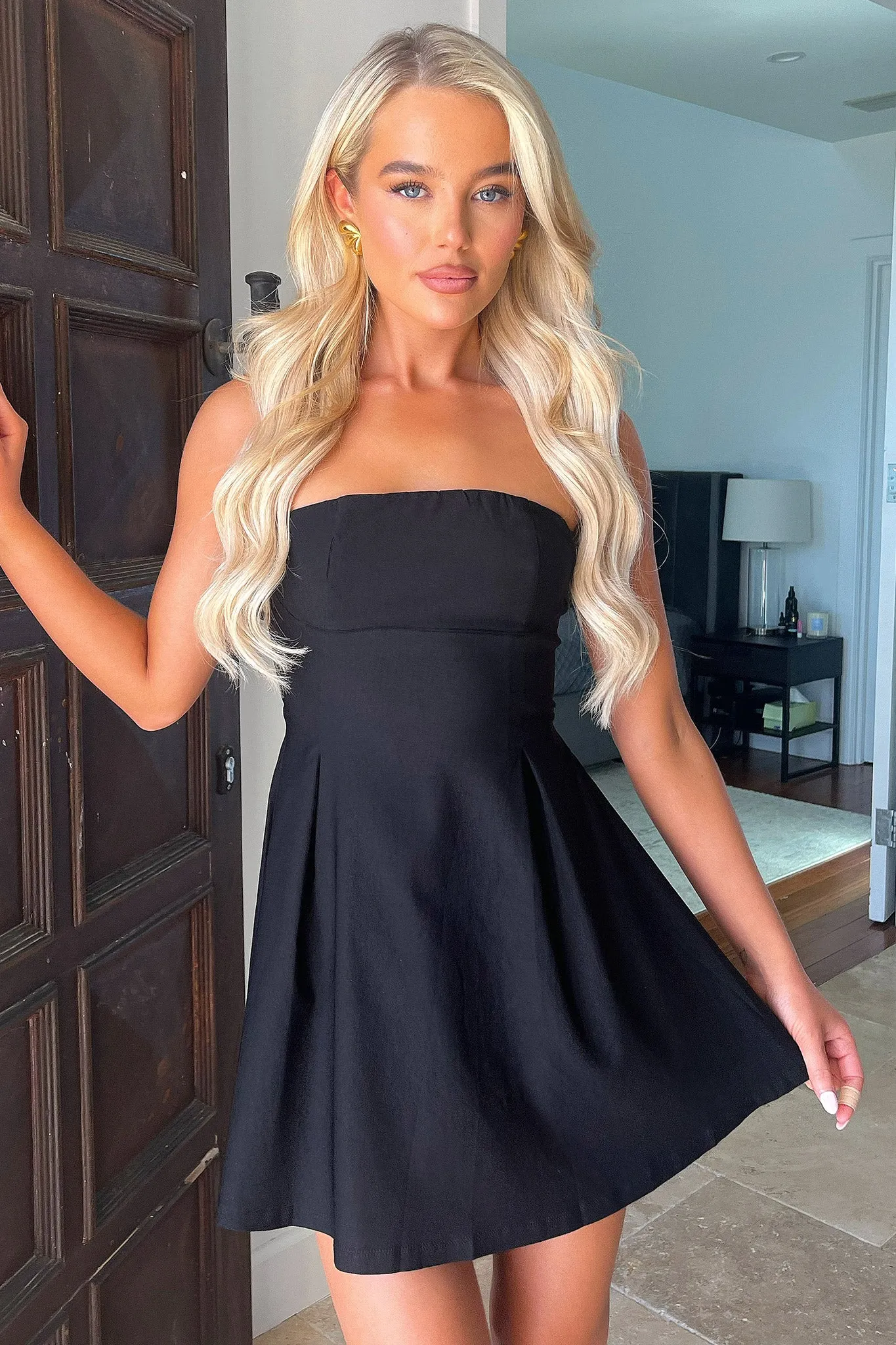 Purple Dream Charlize Strapless Mini Dress - Black