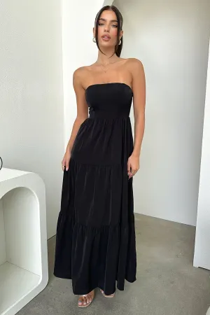 Stitch Glow Comfortable evening wear Hailey Maxi Dress - Black