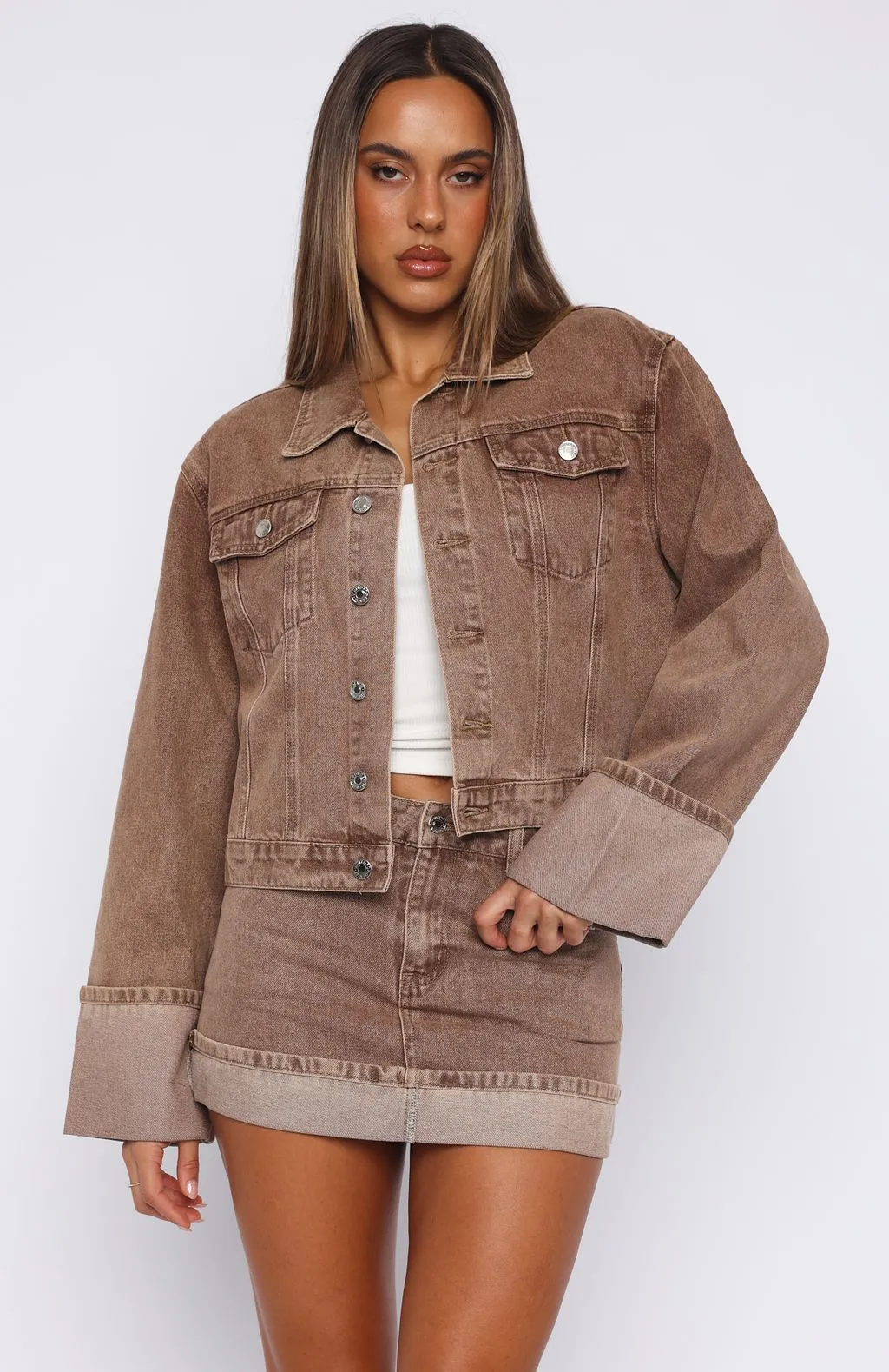 Raw Denim Charlotte Denim Mini Skirt Tan Wash
