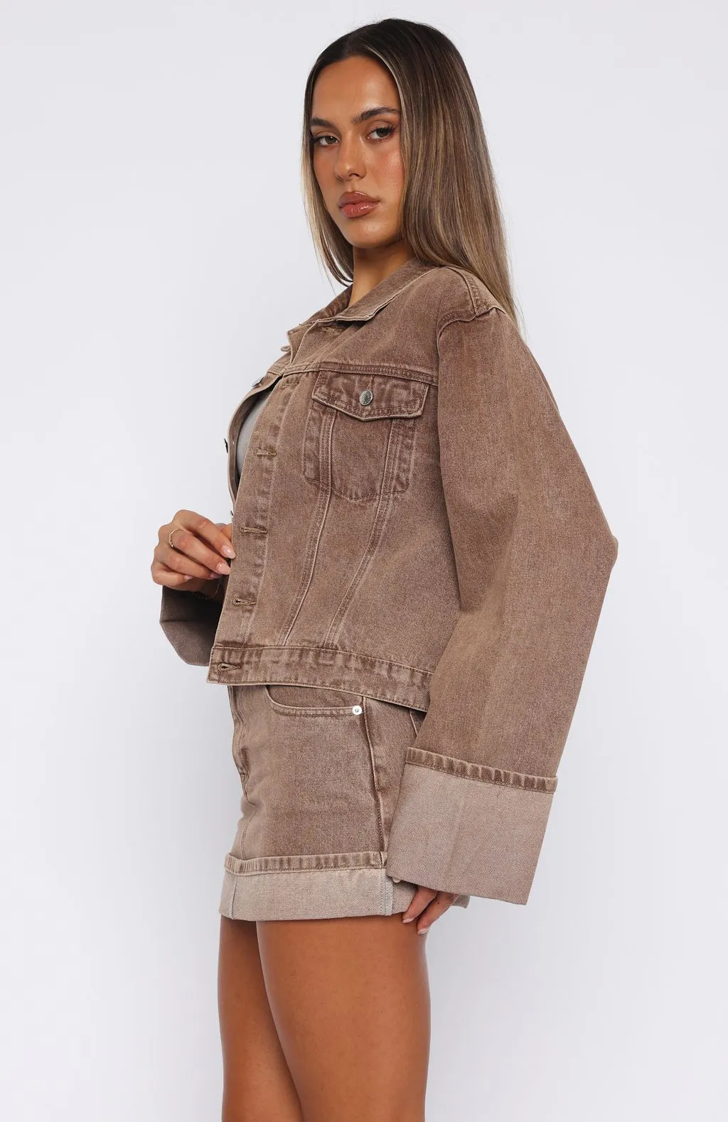Raw Denim Charlotte Denim Mini Skirt Tan Wash