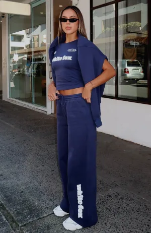 Ready To Go Wide Leg Sweatpants Navy Walk Friendly