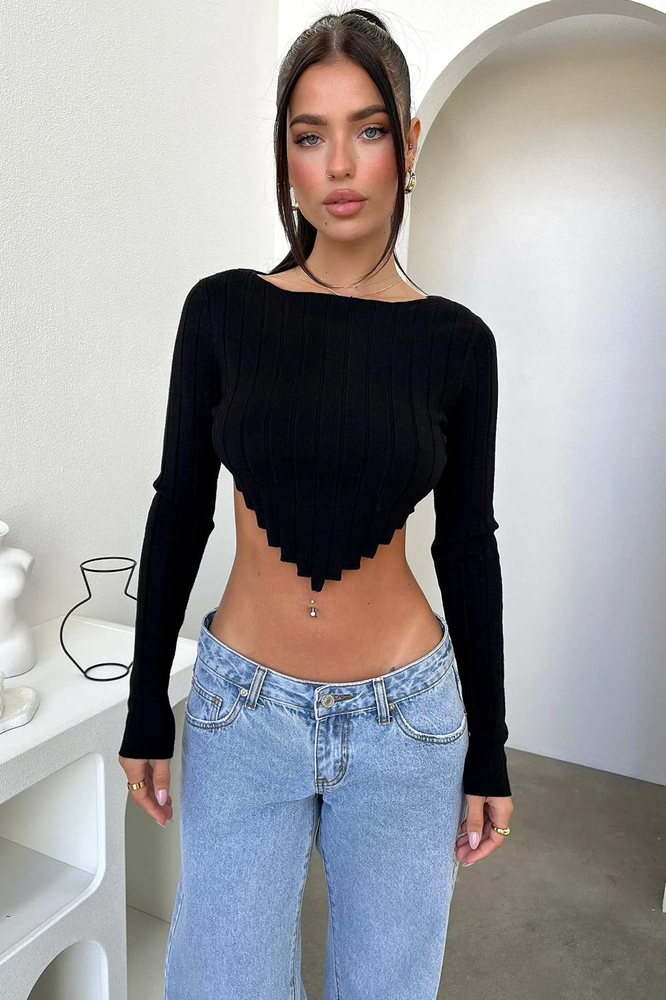 Reeva Long Sleeve Knit - Black shopping