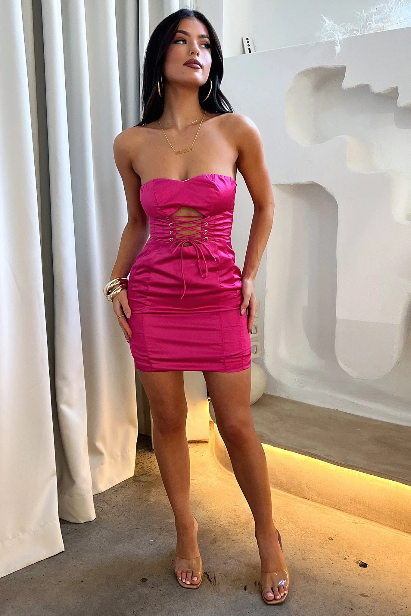 Refy Dress - Hot Pink Retro Muse