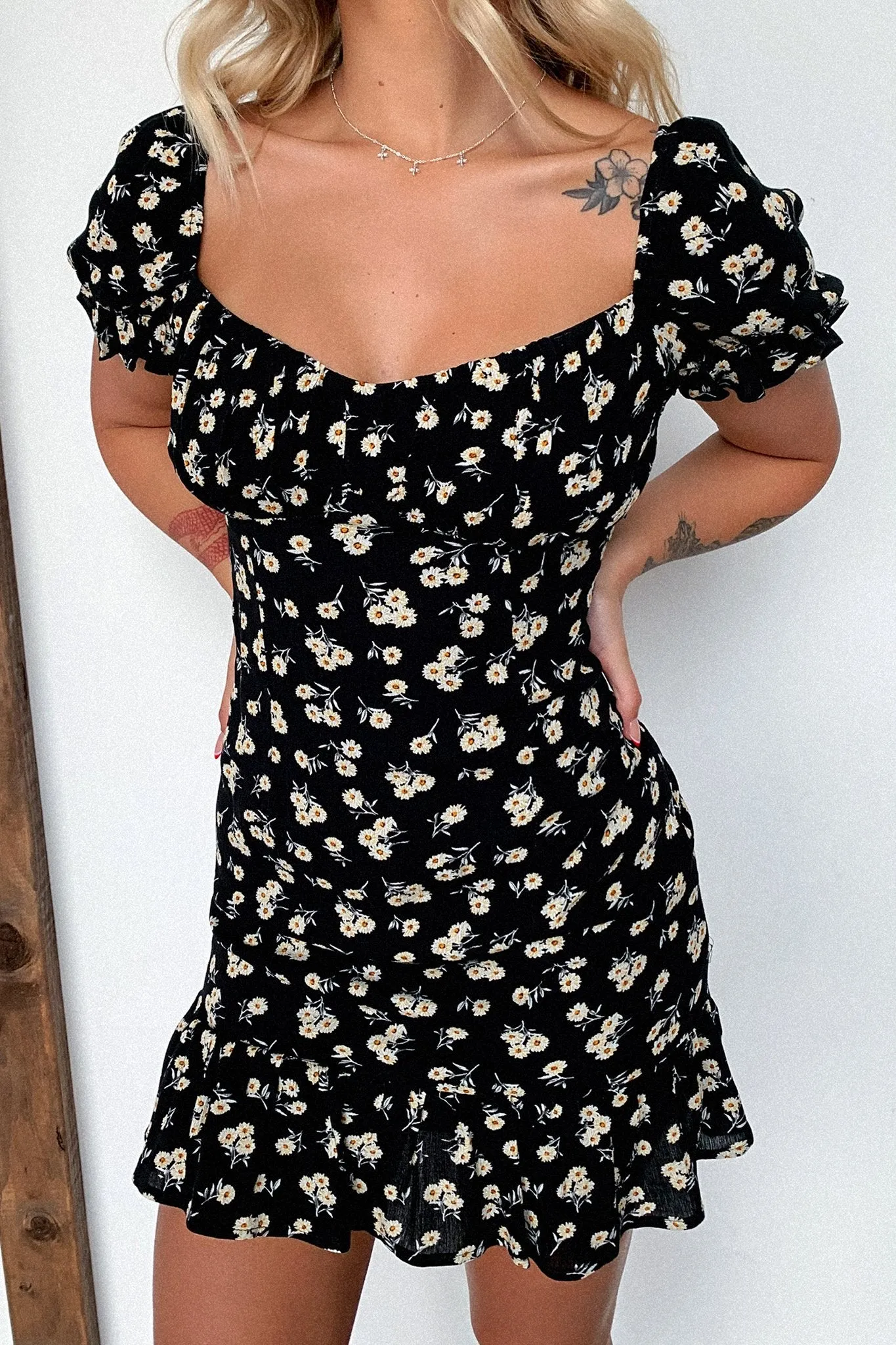Regina Dress - Black Floral Tulle Light