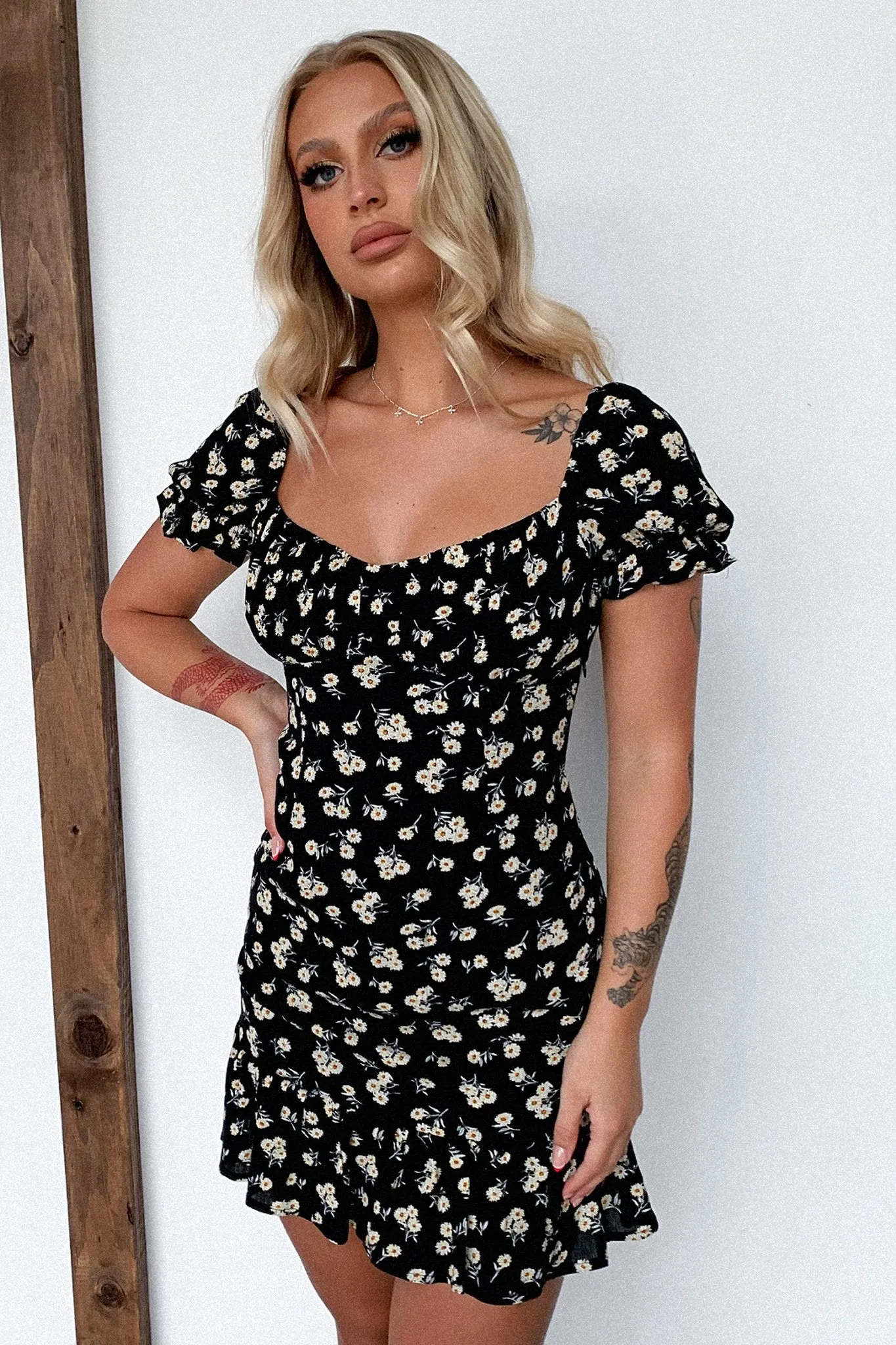 Regina Dress - Black Floral Tulle Light