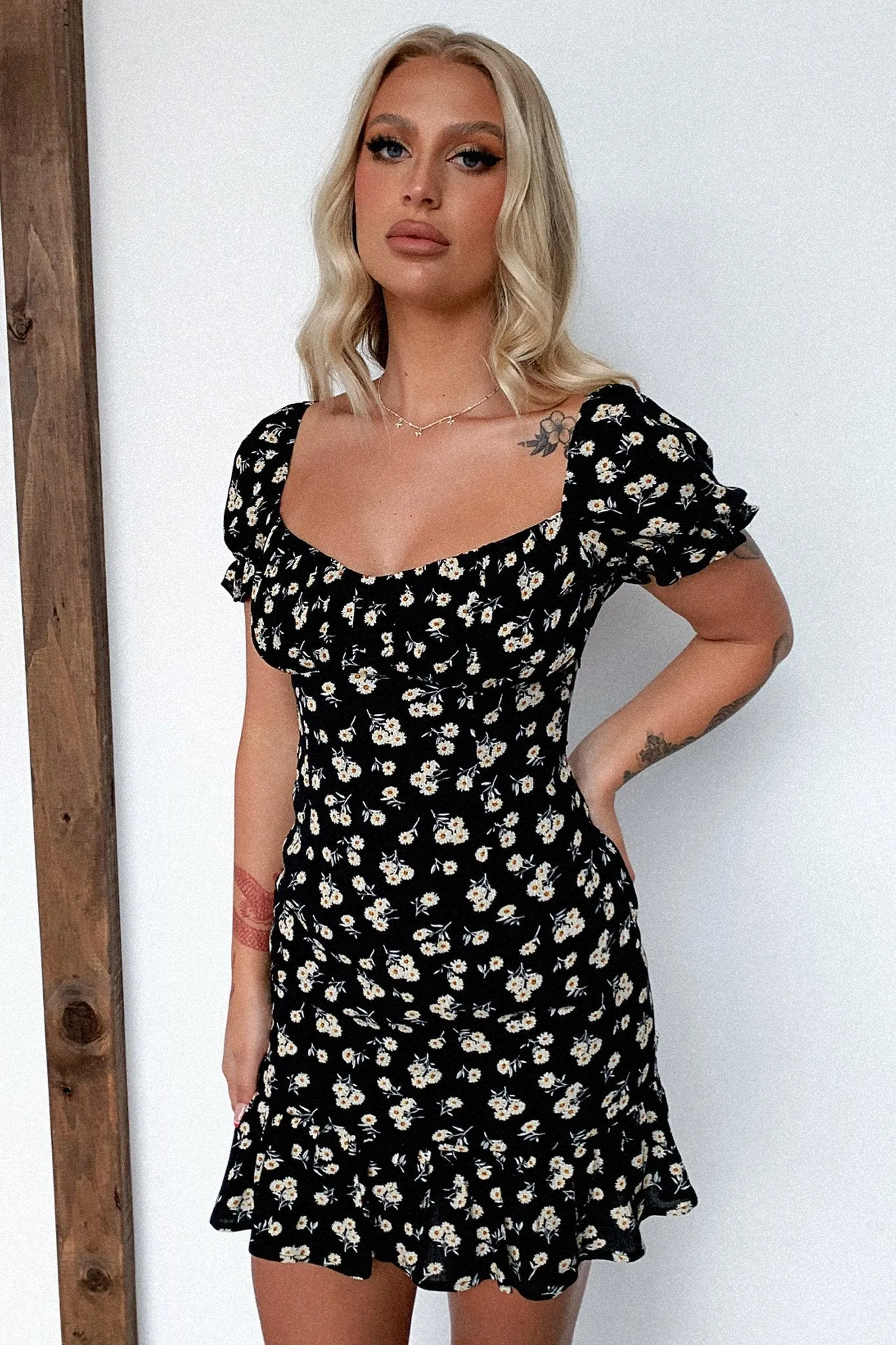 Regina Dress - Black Floral Tulle Light