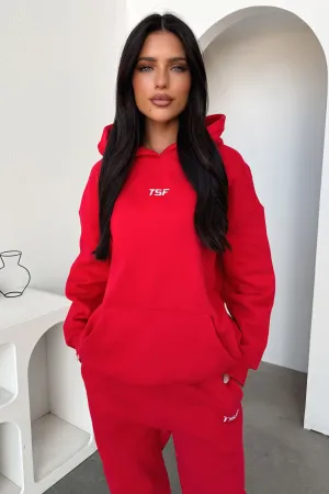 Kaztek Hoodie - Red Resort Wear rhinestone accents