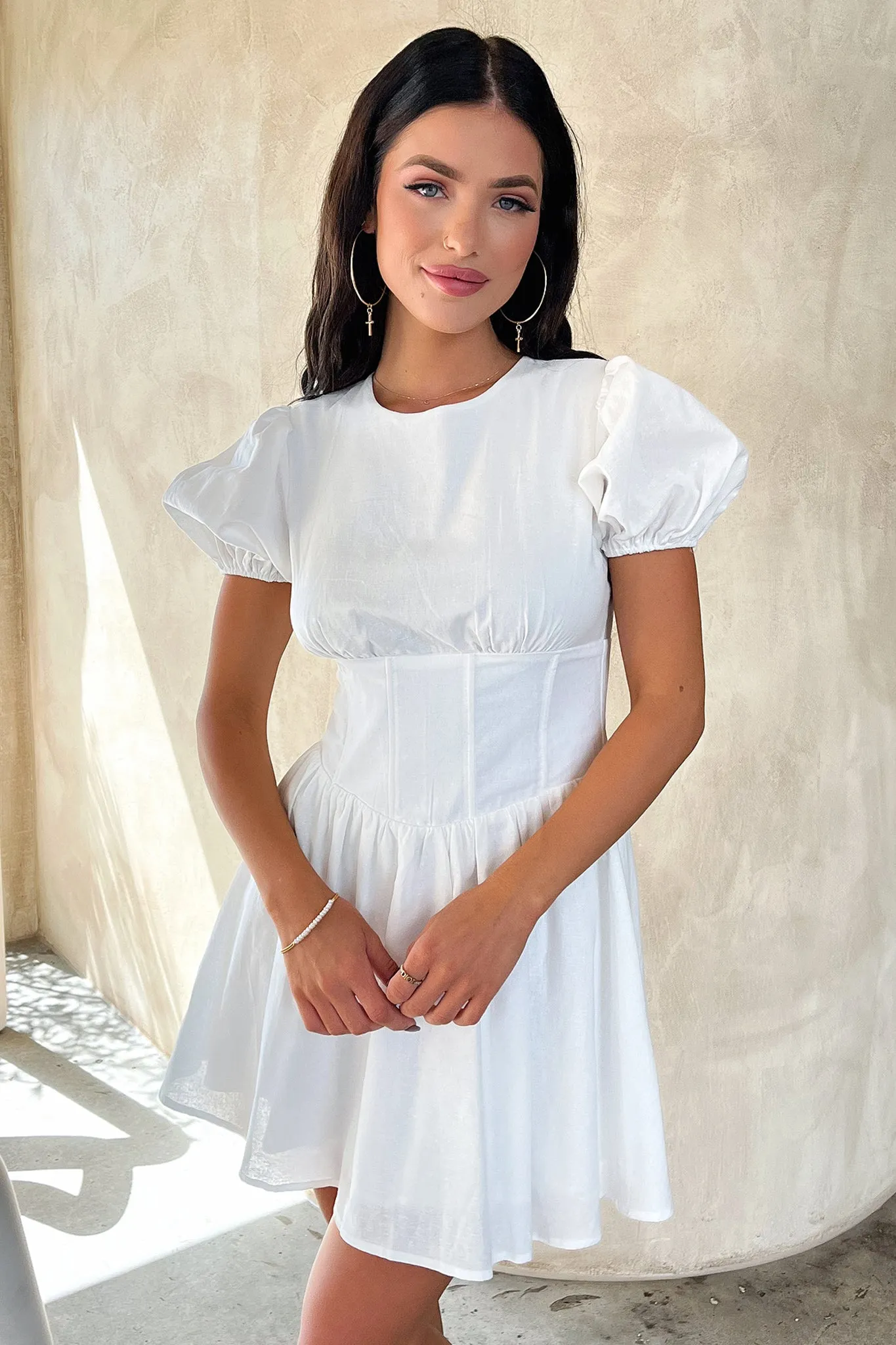 Retro Touch Jordyn Dress - White
