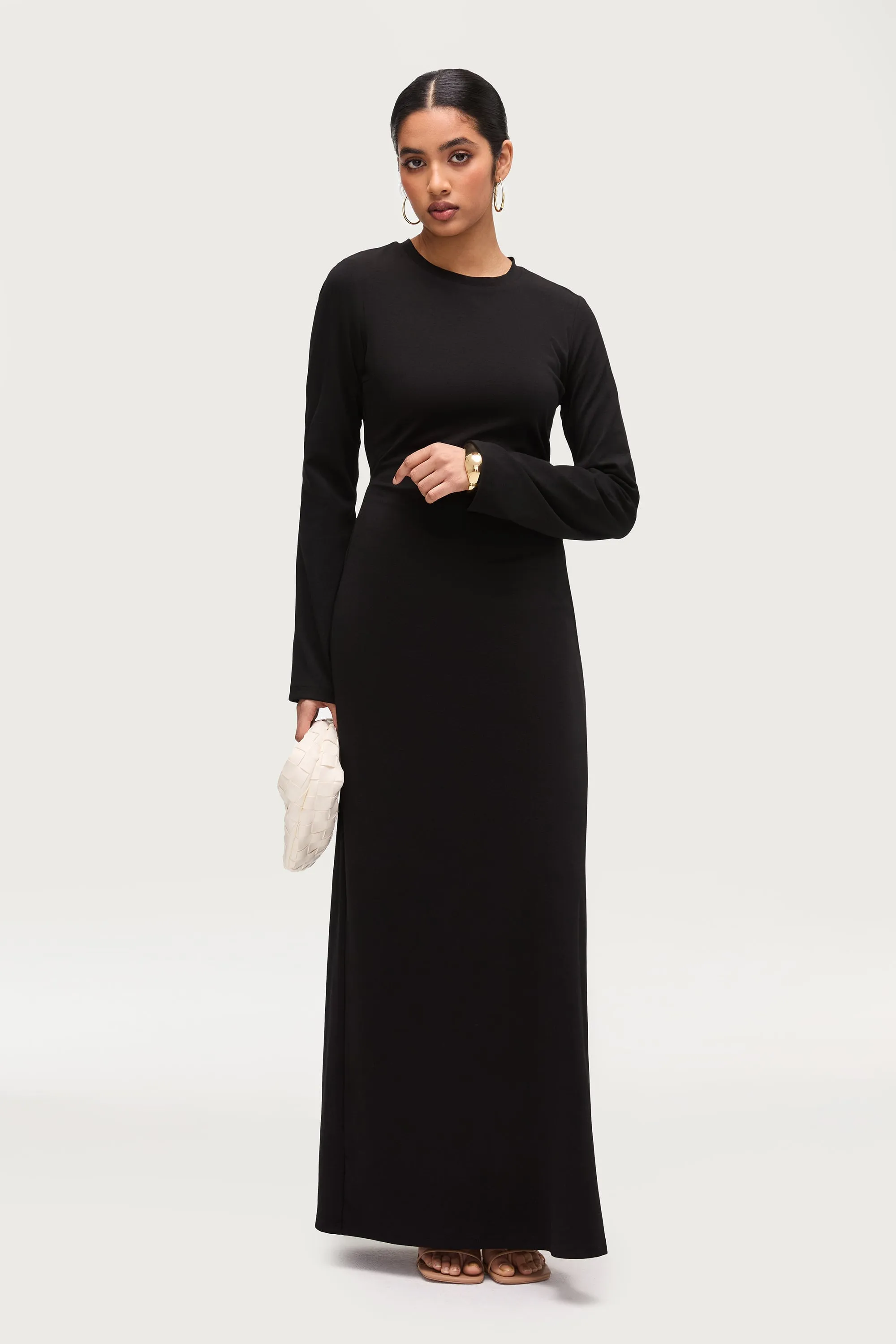 Ribbed Cotton Maxi Dress - Black Inclusive Fit
