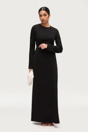 Ribbed Cotton Maxi Dress - Black Inclusive Fit