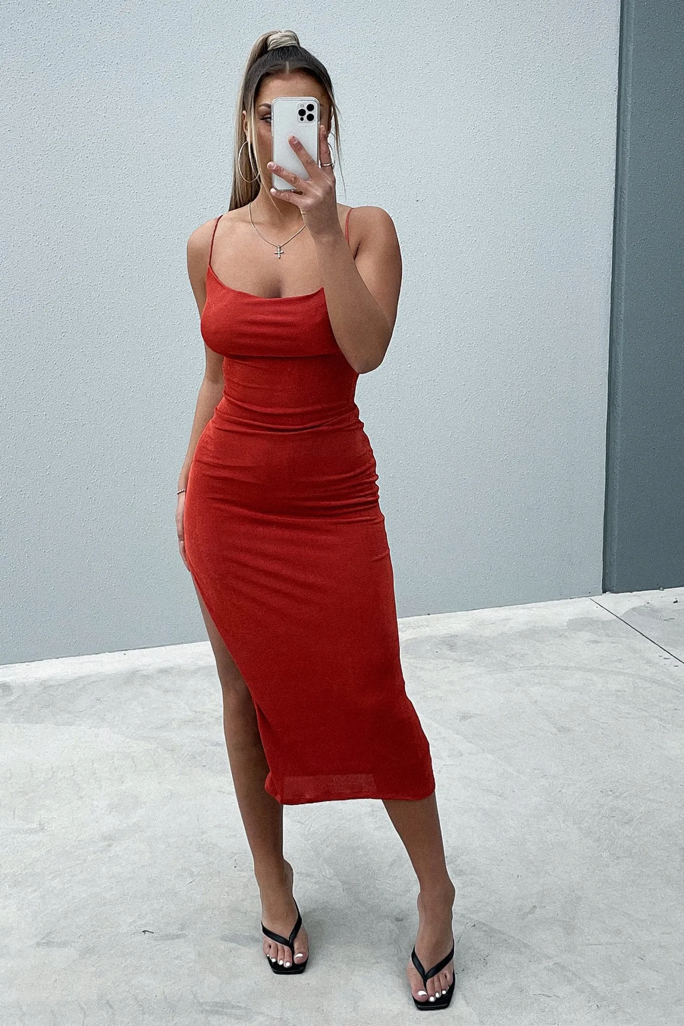 Ricky Midi Dress - Blood Orange Denim Panel