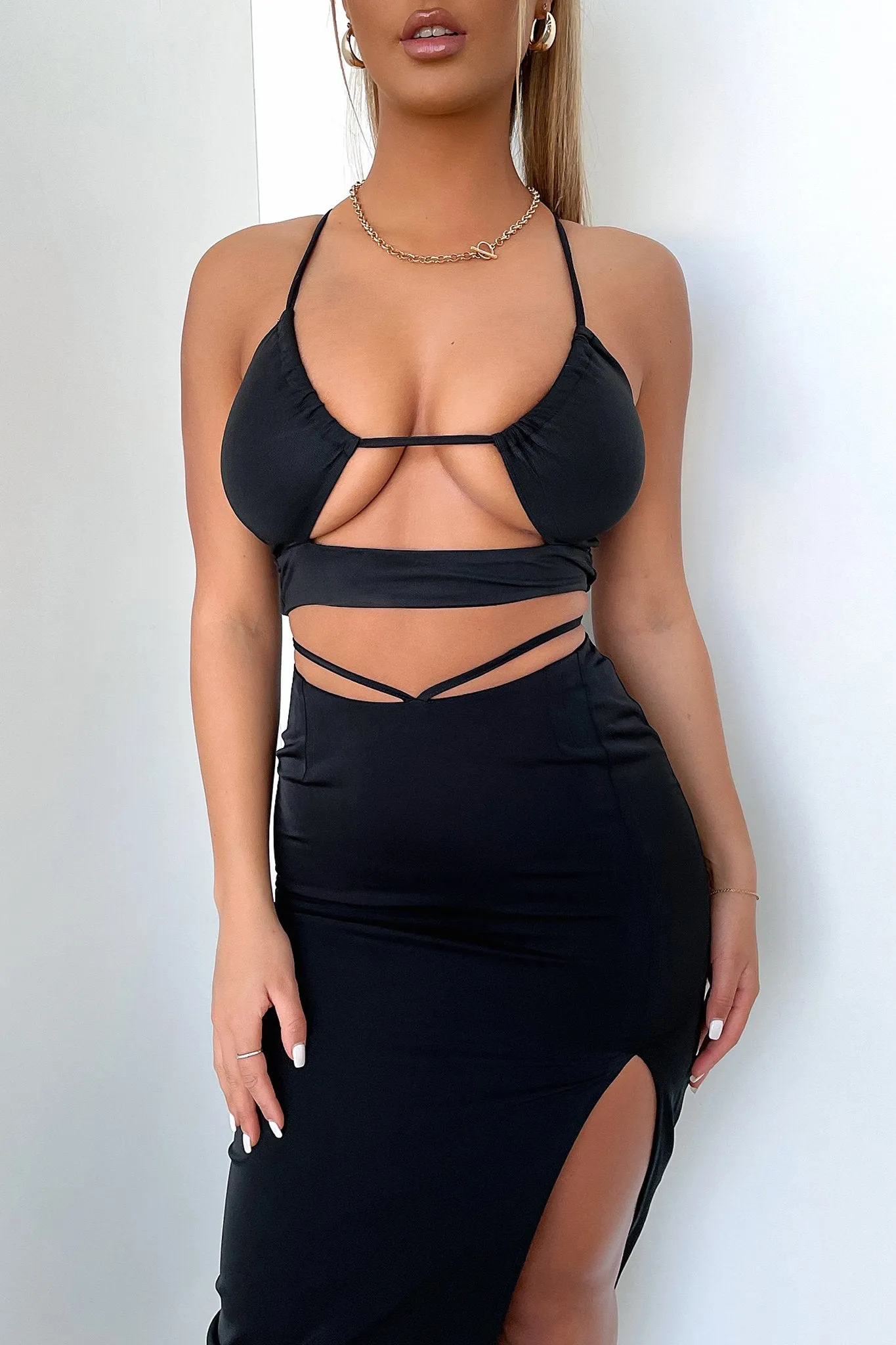 Risk Midi Skirt - Black Flounce Hem