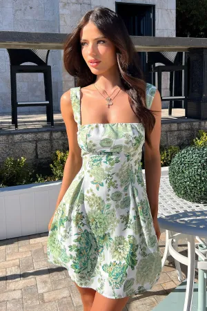 Robyn Floral Mini Dress - Green Glow Star