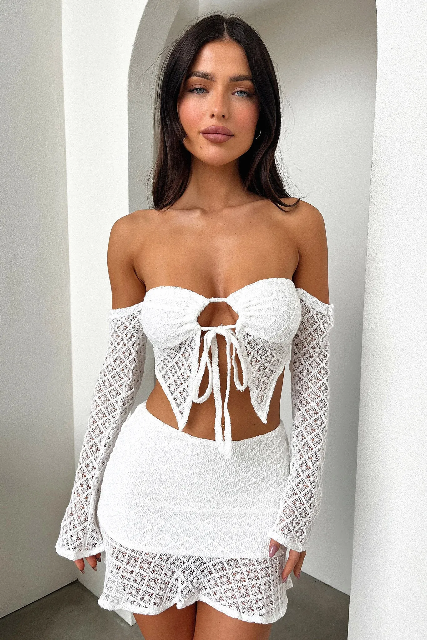 Romantic Style Devoted Mini Skirt - White