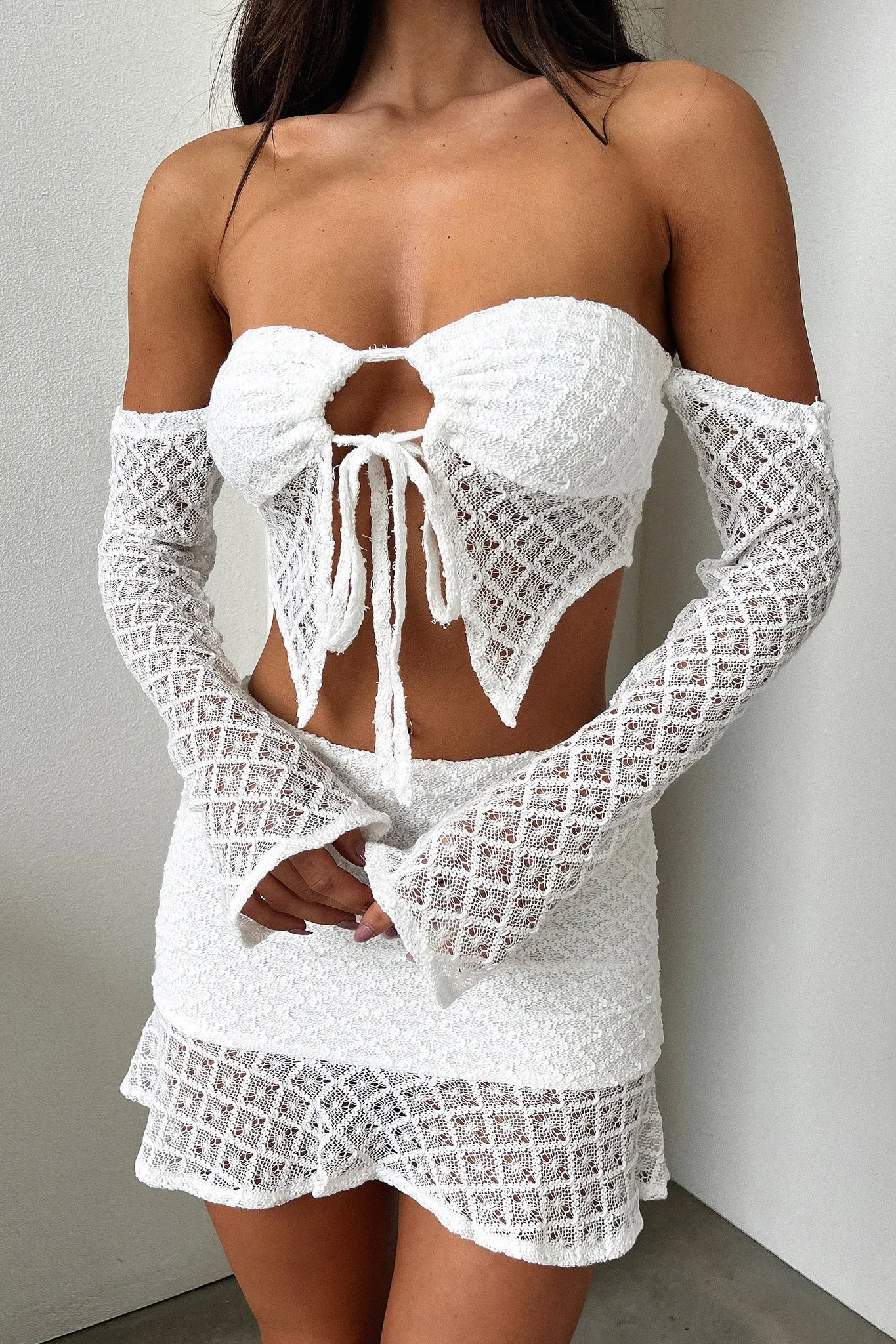 Romantic Style Devoted Mini Skirt - White