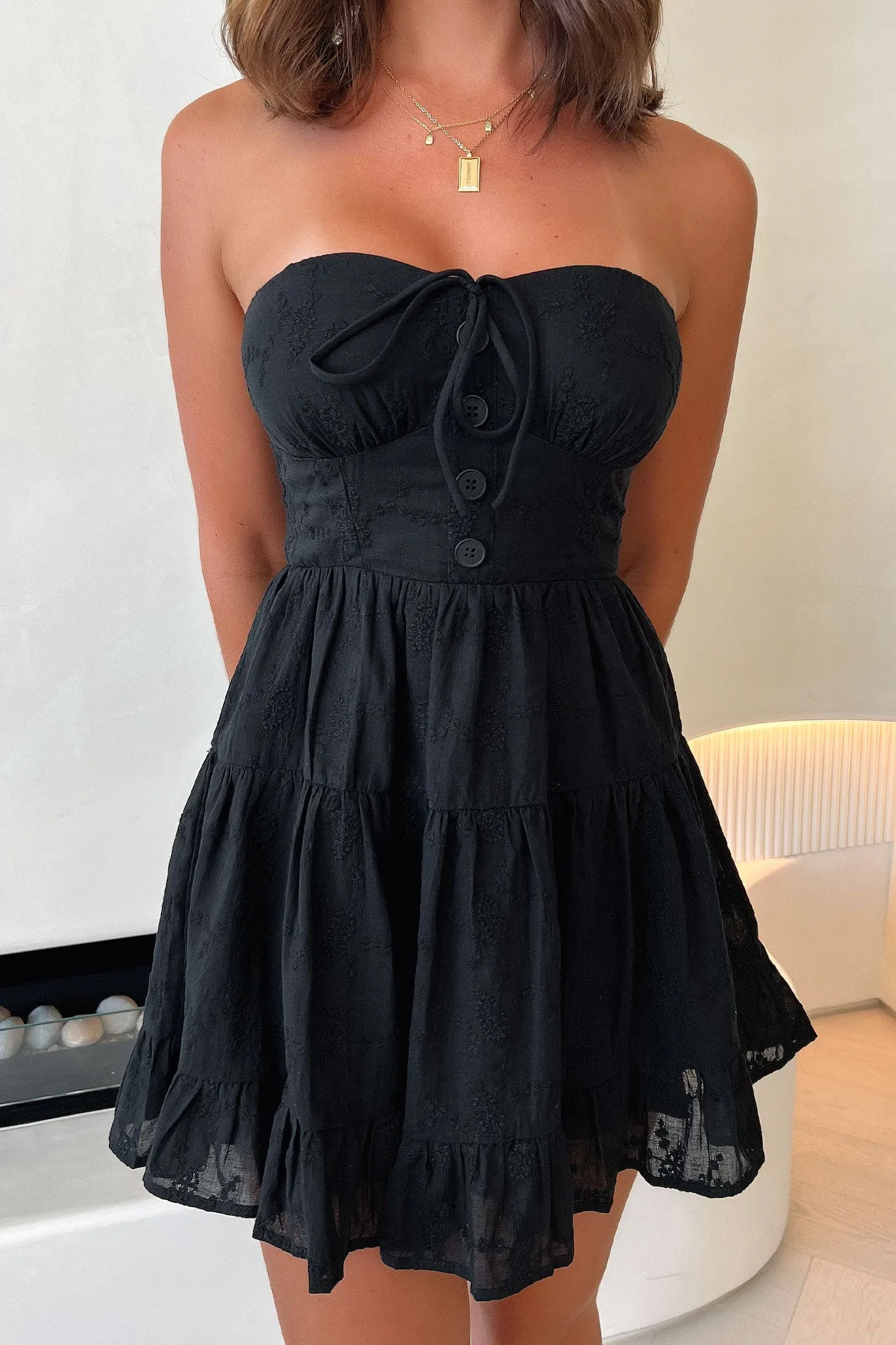 Ruby Strapless Mini Dress - Black Contrast Trim