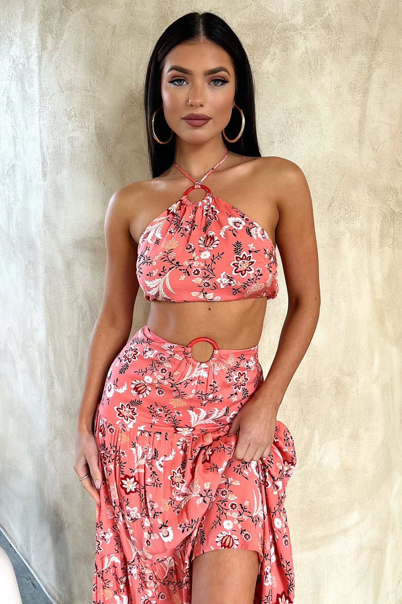 fuel efficient construction workers Lora Crop - Coral Floral