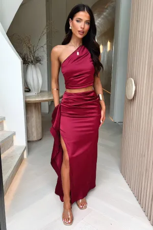 Petite Fit Sanah Maxi Skirt - Burgundy