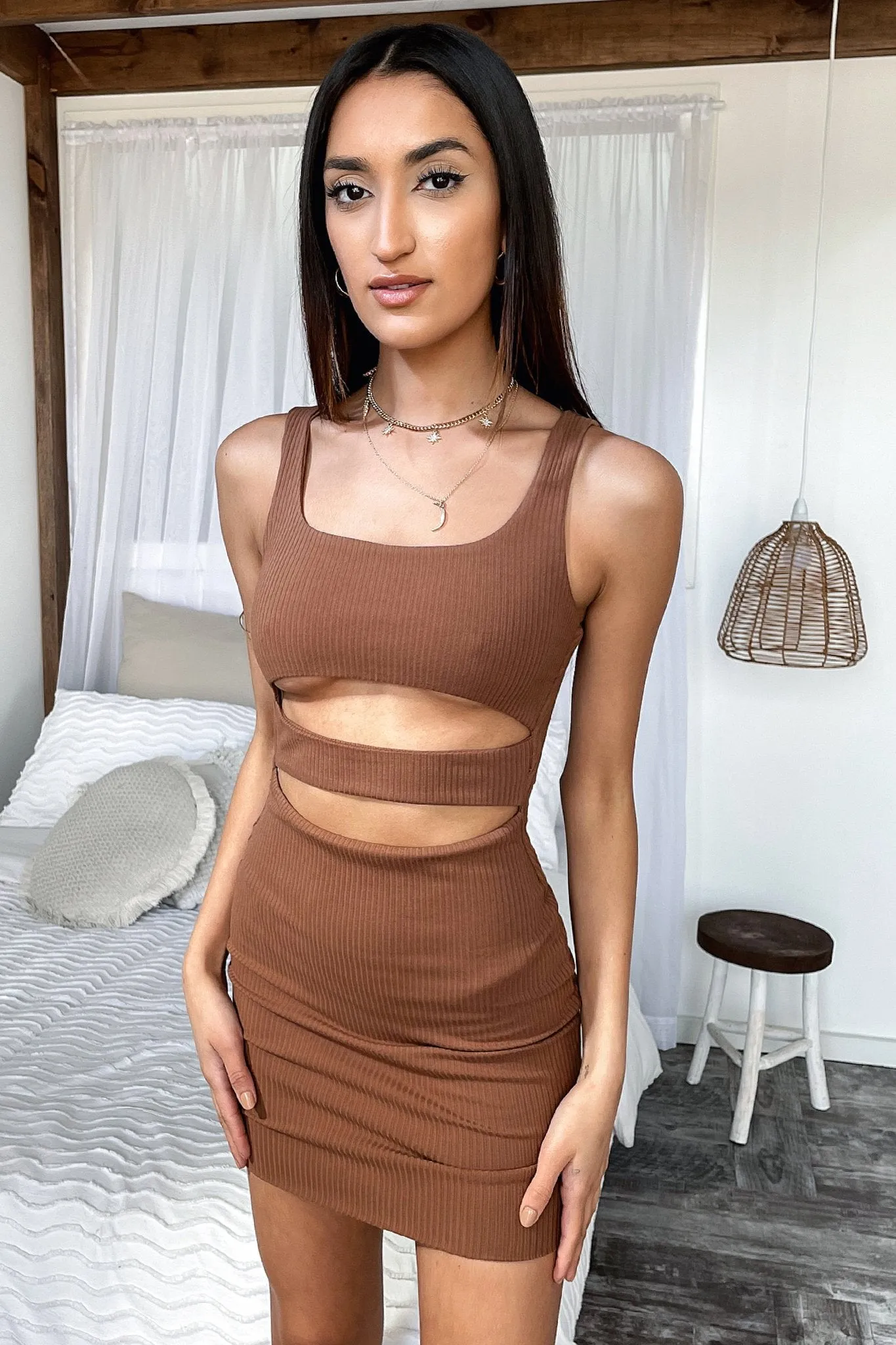 Sandy Dress - Brown Bold Cut