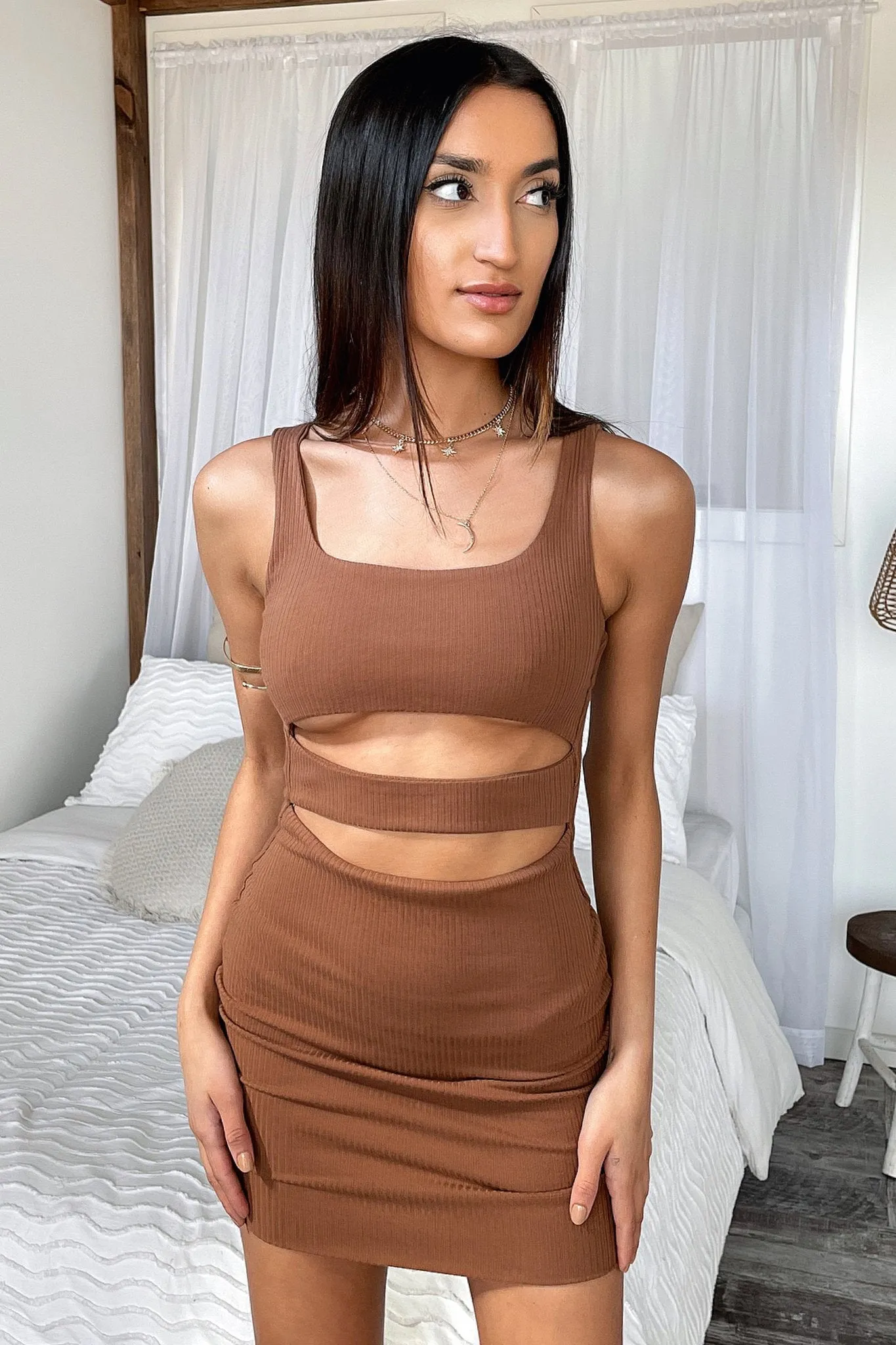 Sandy Dress - Brown Bold Cut