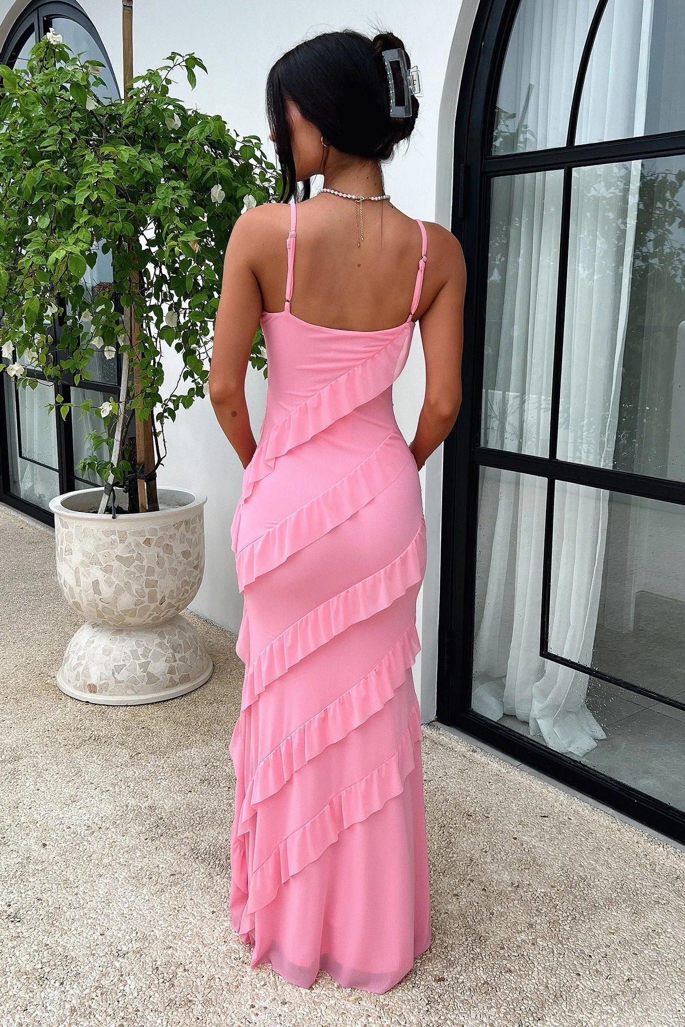 Satin Finish Pippa Maxi Dress - Baby Pink