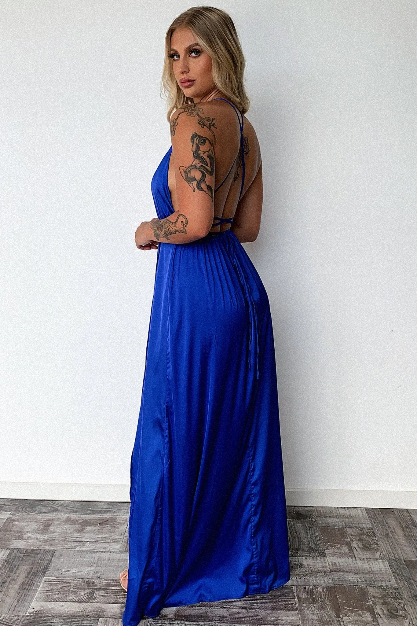 Scarlett Halter Maxi Dress - Royal Blue Extra Length