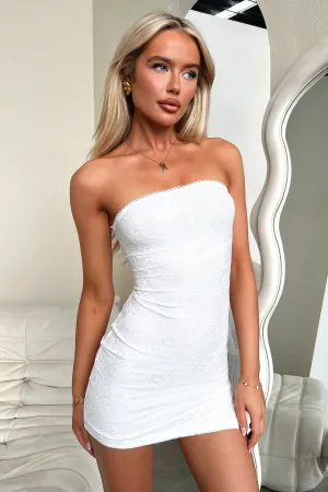Sedona Lace Strapless Mini Dress - White Timeless mini silhouette Street Chic