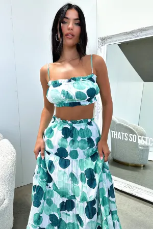 Street Ready Selina Crop - Green / White Print
