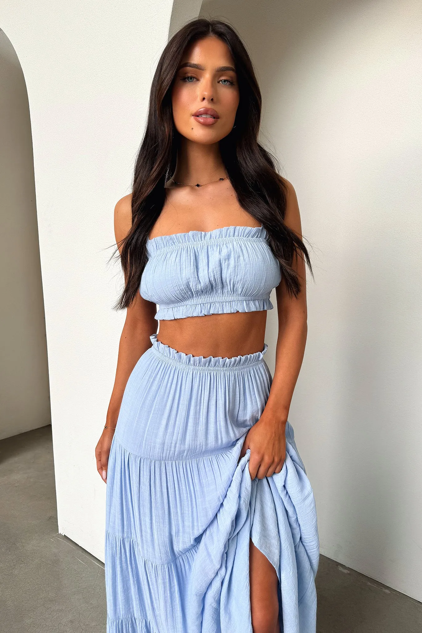 Selina Tiered Maxi Skirt - Blue Weekend Style