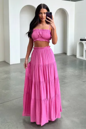Selina Tiered Maxi Skirt - Pink investment piece