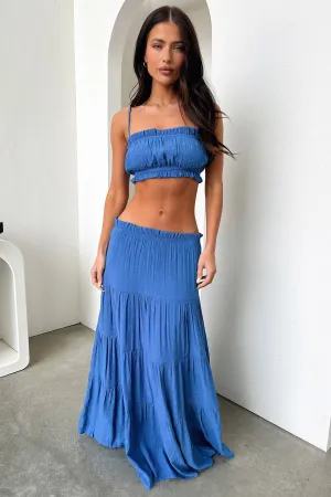 Selina Tiered Maxi Skirt - Royal Blue garden party