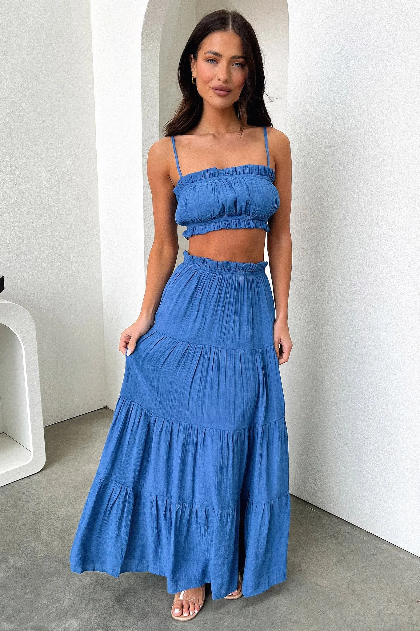 Selina Tiered Maxi Skirt - Royal Blue Weekend Essential