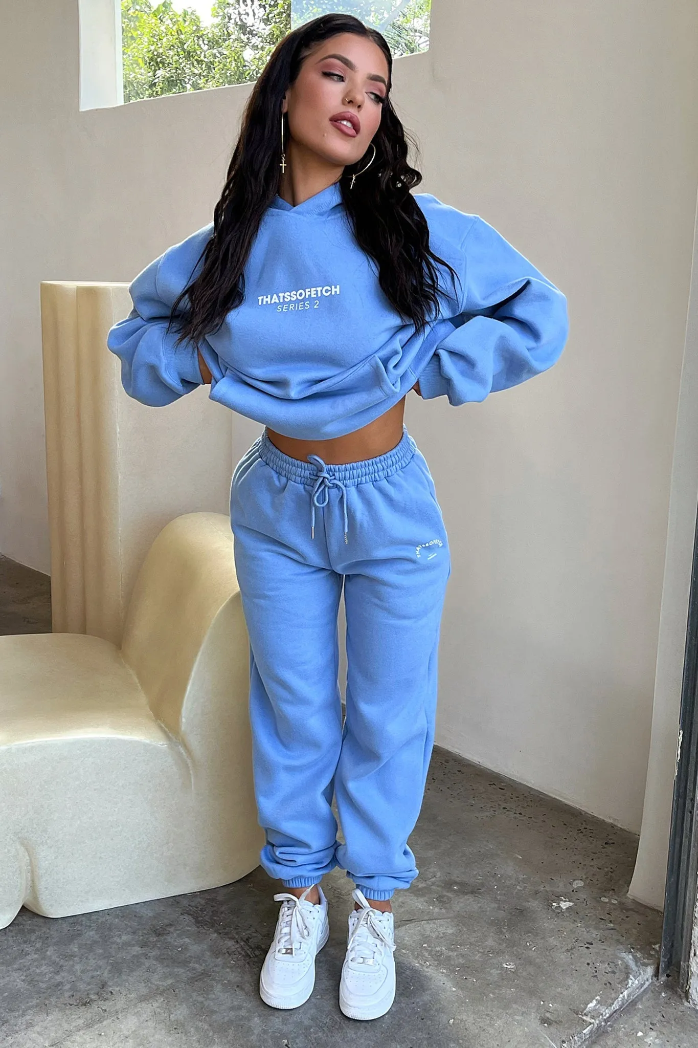 Trendy Waist High Waist Series 2 Sweatpants - Blue