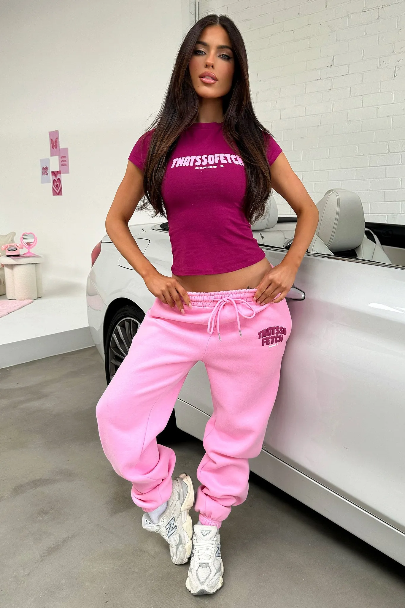 Series 5 Sweatpants - Pink/Burgundy Wide Leg