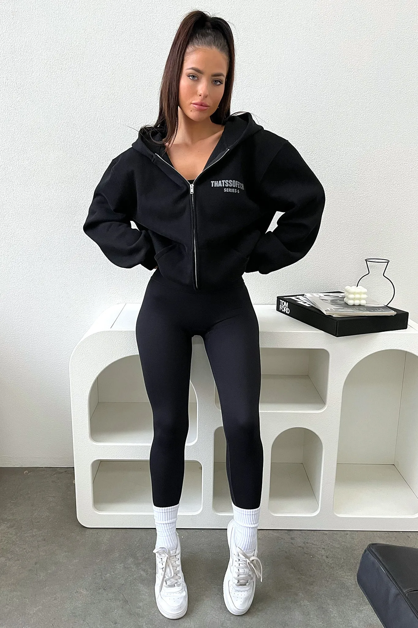 Windbreaker Inspired Fit Series 6 Zip Up Hoodie - Black